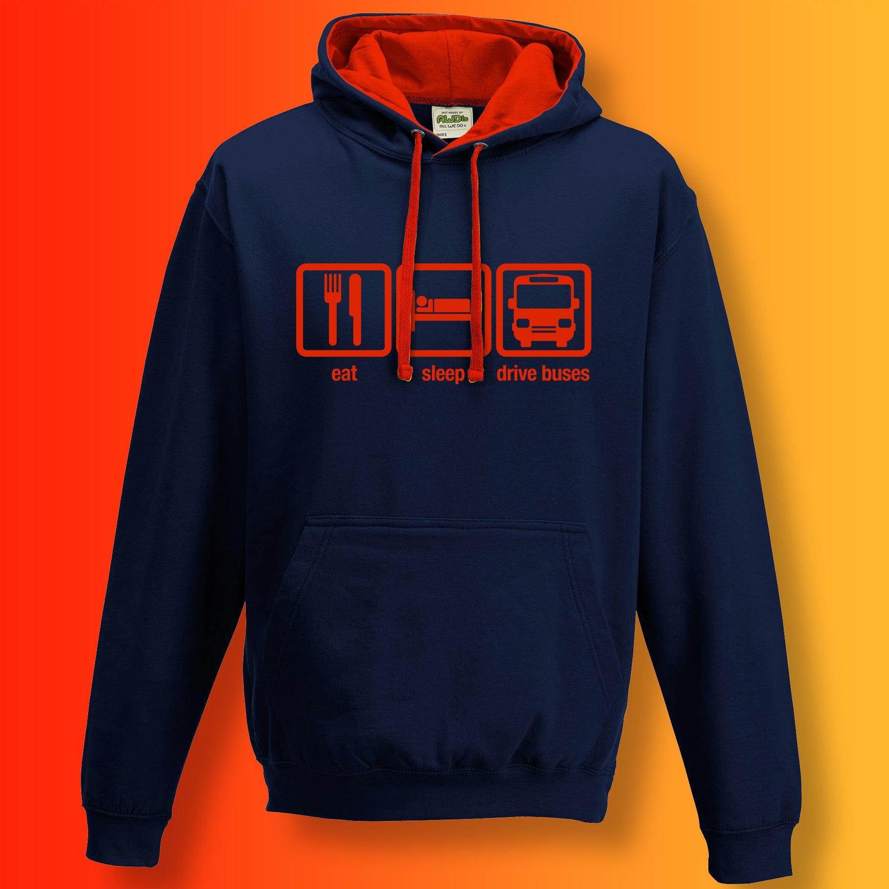 Eat Sleep Drive Buses Contrast Hoodie