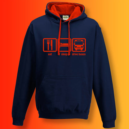 Eat Sleep Drive Buses Contrast Hoodie