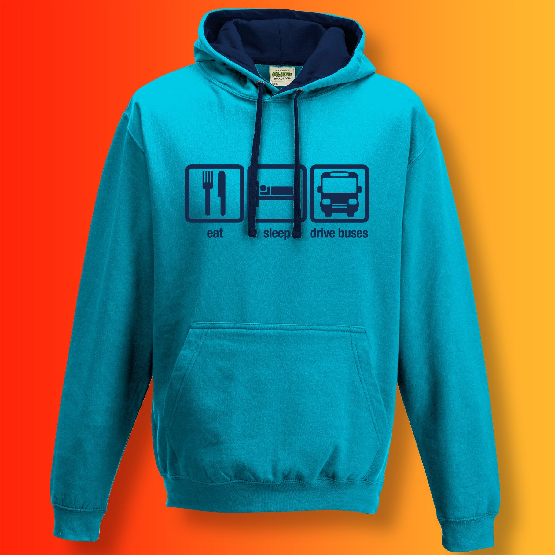 Eat Sleep Drive Buses Contrast Hoodie