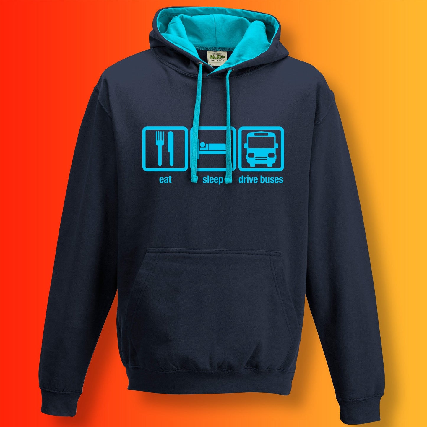 Eat Sleep Drive Buses Contrast Hoodie