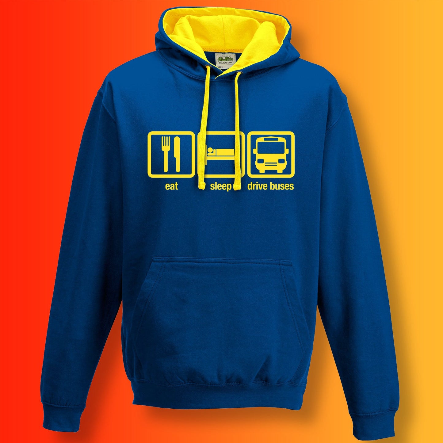 Eat Sleep Drive Buses Contrast Hoodie