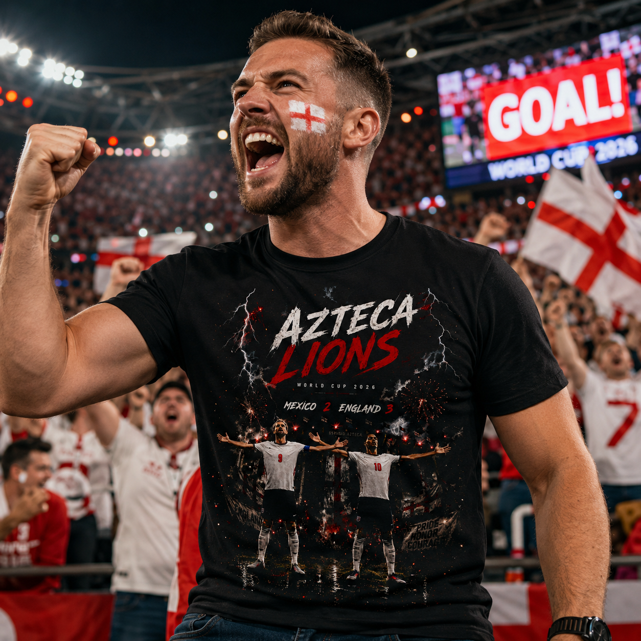 England 3 Mexico 2 Harry Kane Jude Bellingham World Cup 2026 Football Shirt
