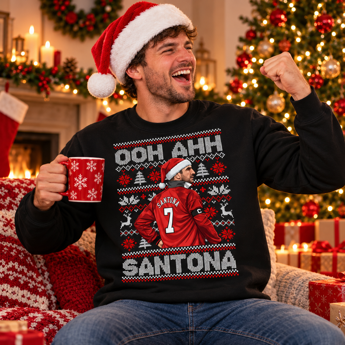 Eric Cantona Man Utd Christmas Jumper