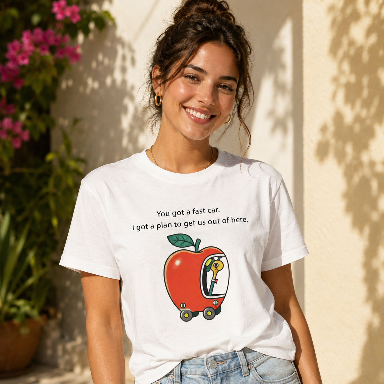 Fast Car T Shirt Apple Car Driving Design Tracy Chapman Quote Tee