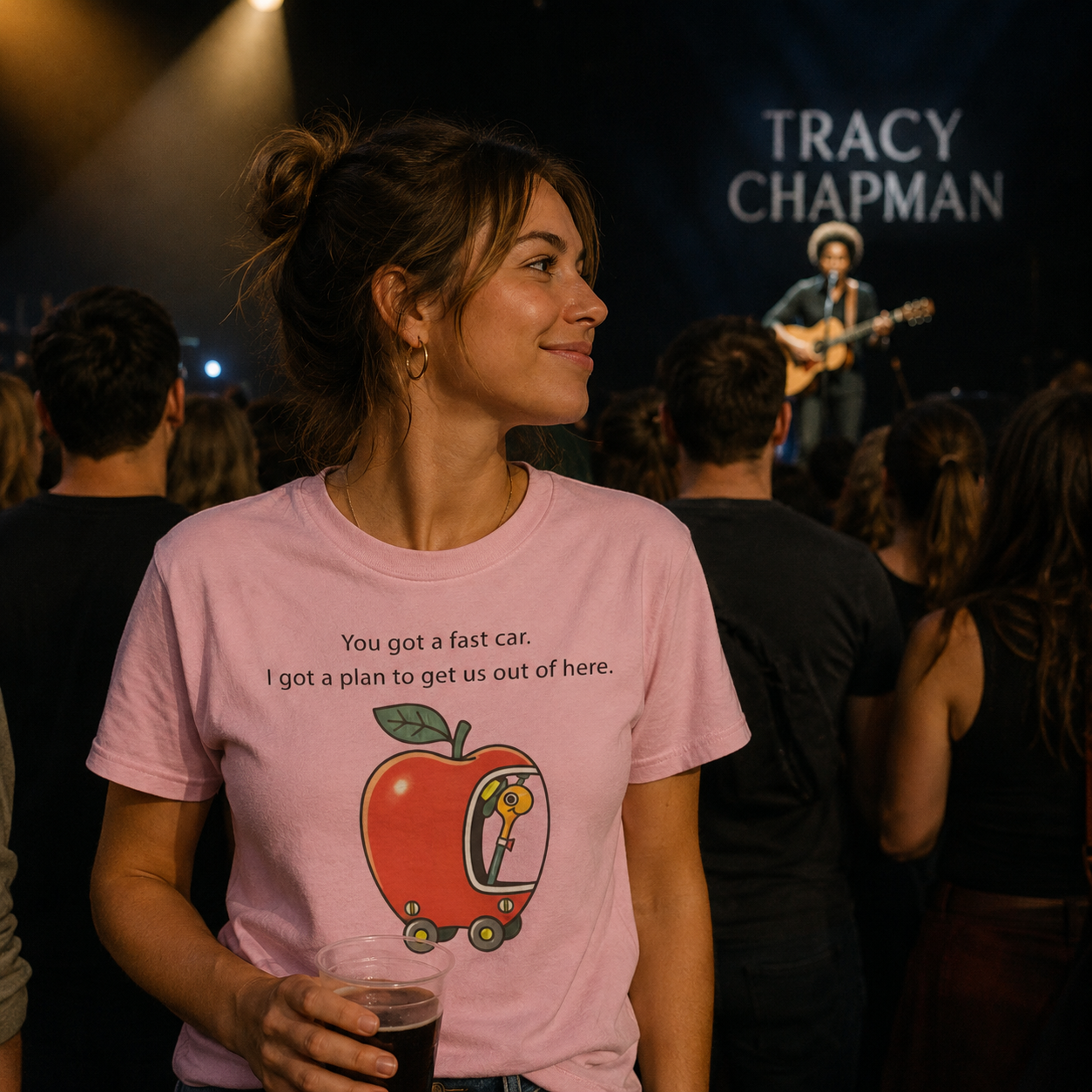 Fast Car T Shirt Apple Car Driving Design Tracy Chapman Quote Tee