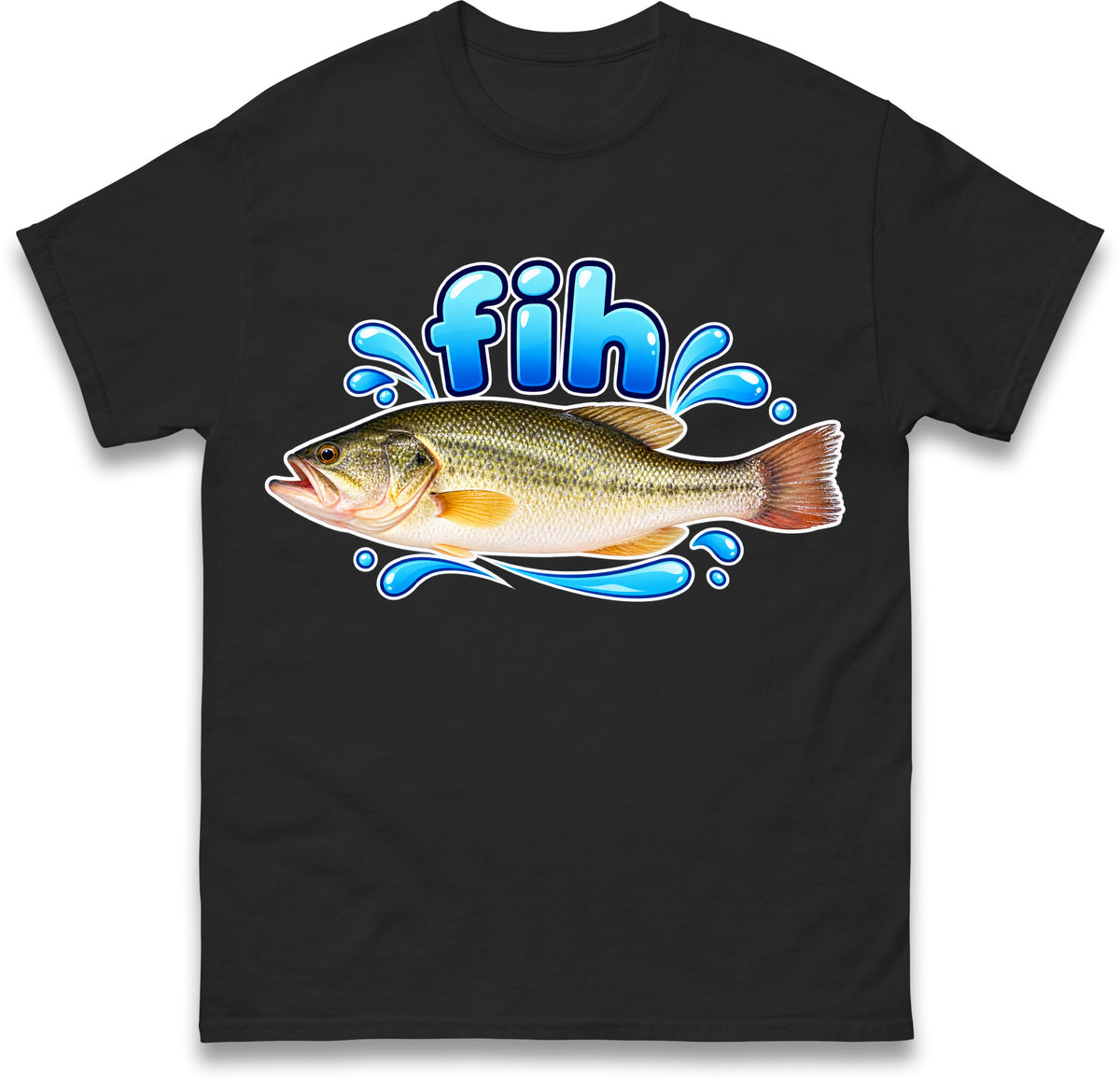 Fih Funny Bass Fish T Shirt Misspelled Fishing Meme Fisherman Gift