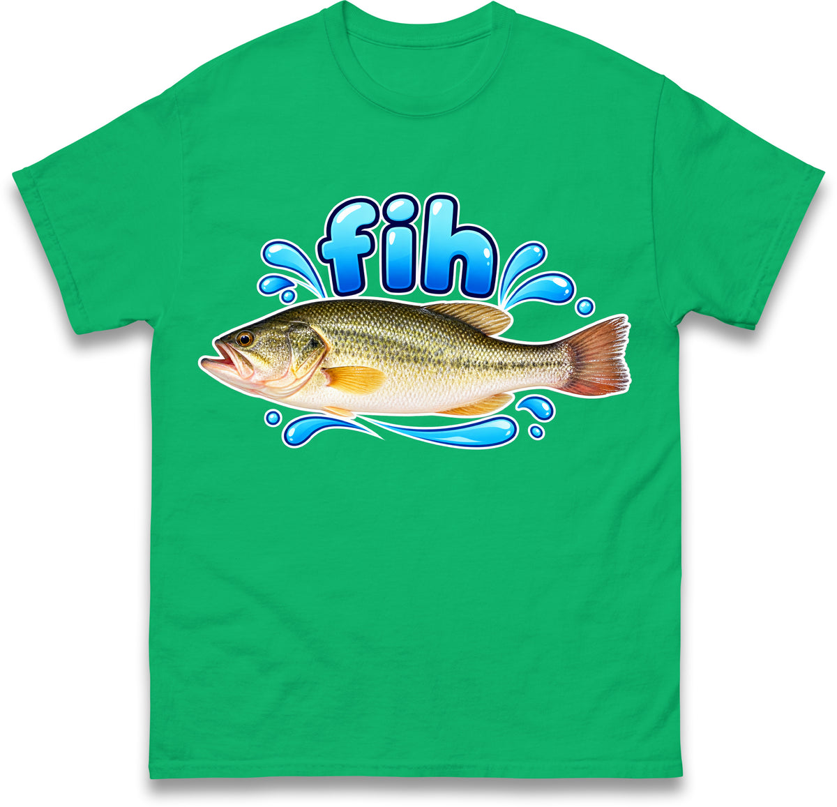 Fih Funny Bass Fish T Shirt Misspelled Fishing Meme Fisherman Gift