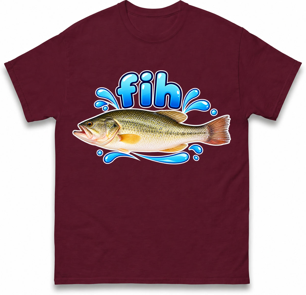 Fih Funny Bass Fish T Shirt Misspelled Fishing Meme Fisherman Gift