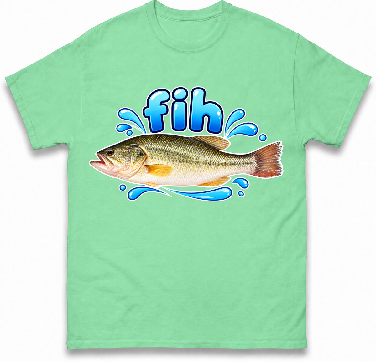 Fih Funny Bass Fish T Shirt Misspelled Fishing Meme Fisherman Gift