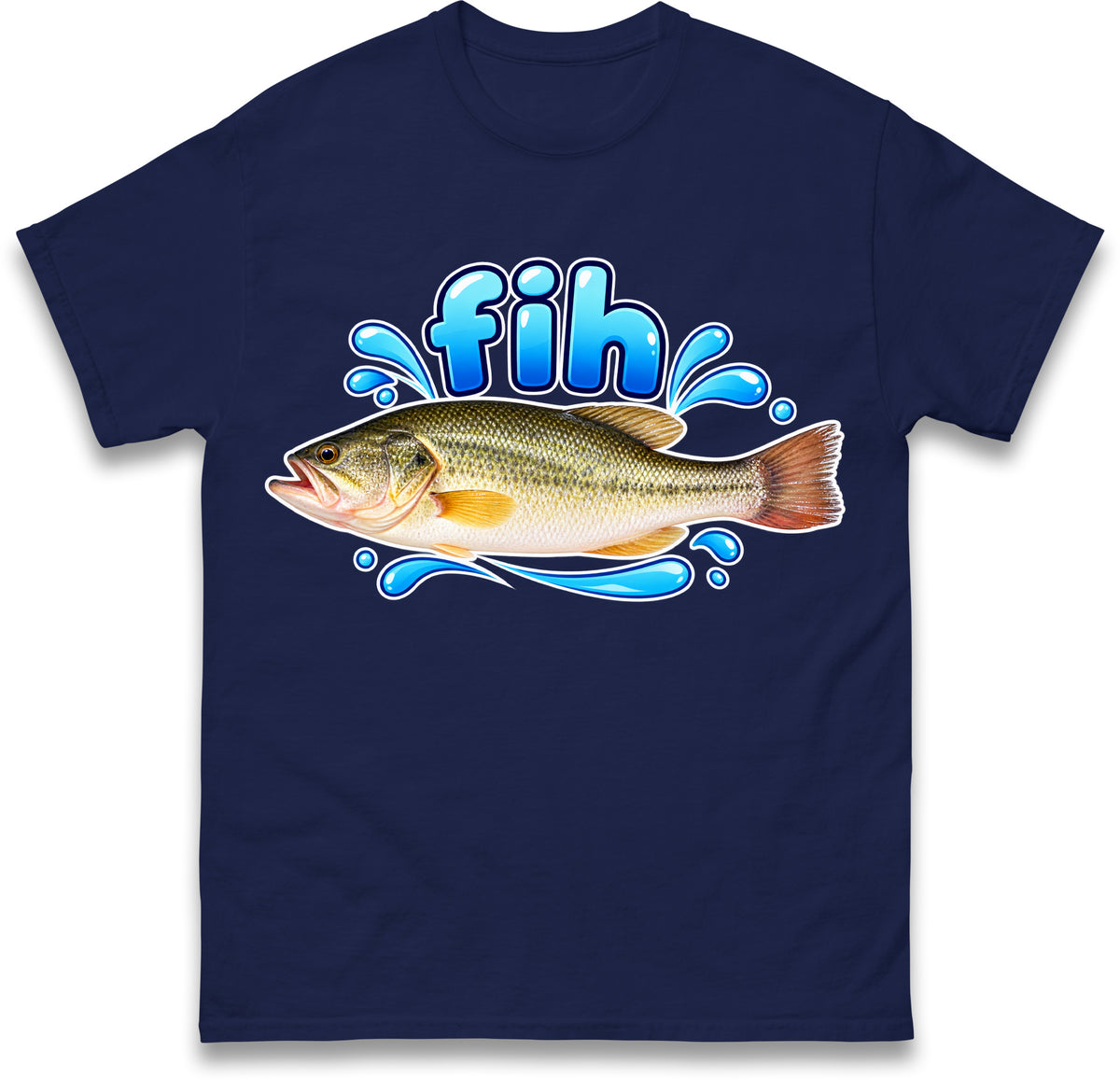 Fih Funny Bass Fish T Shirt Misspelled Fishing Meme Fisherman Gift