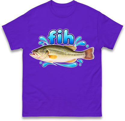 Fih Funny Bass Fish T Shirt Misspelled Fishing Meme Fisherman Gift