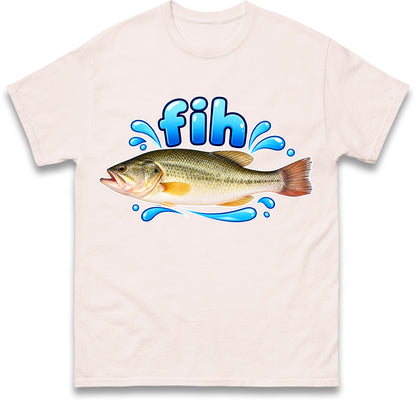Fih Funny Bass Fish T Shirt Misspelled Fishing Meme Fisherman Gift
