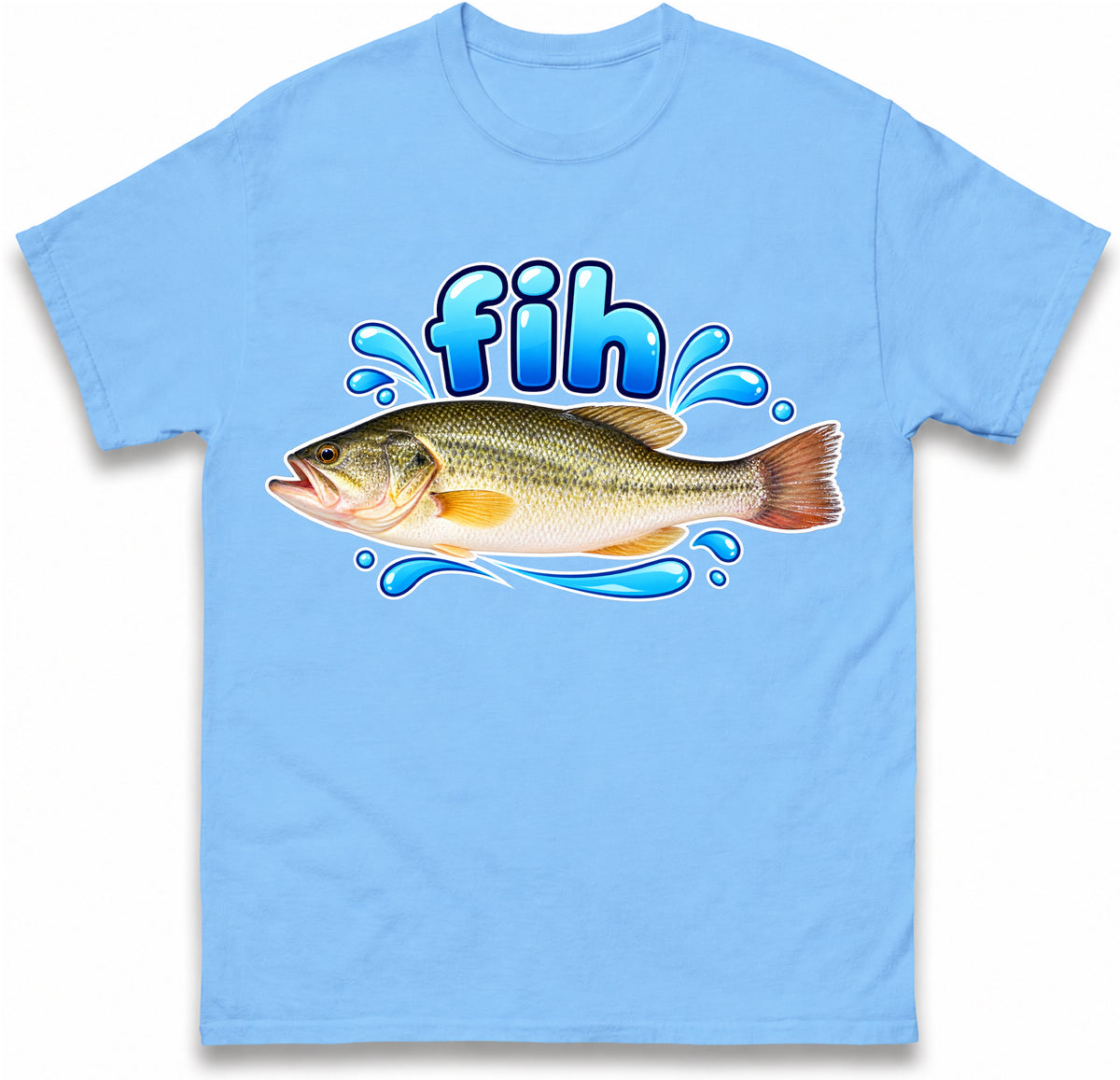 Fih Funny Bass Fish T Shirt Misspelled Fishing Meme Fisherman Gift