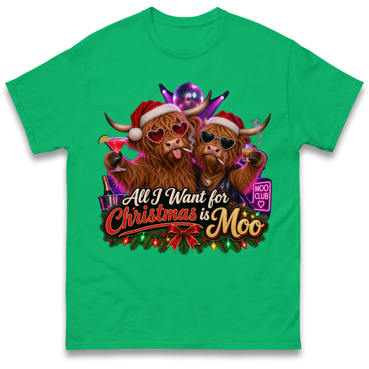 All I Want for Christmas is Moo Highland Cow T-Shirt