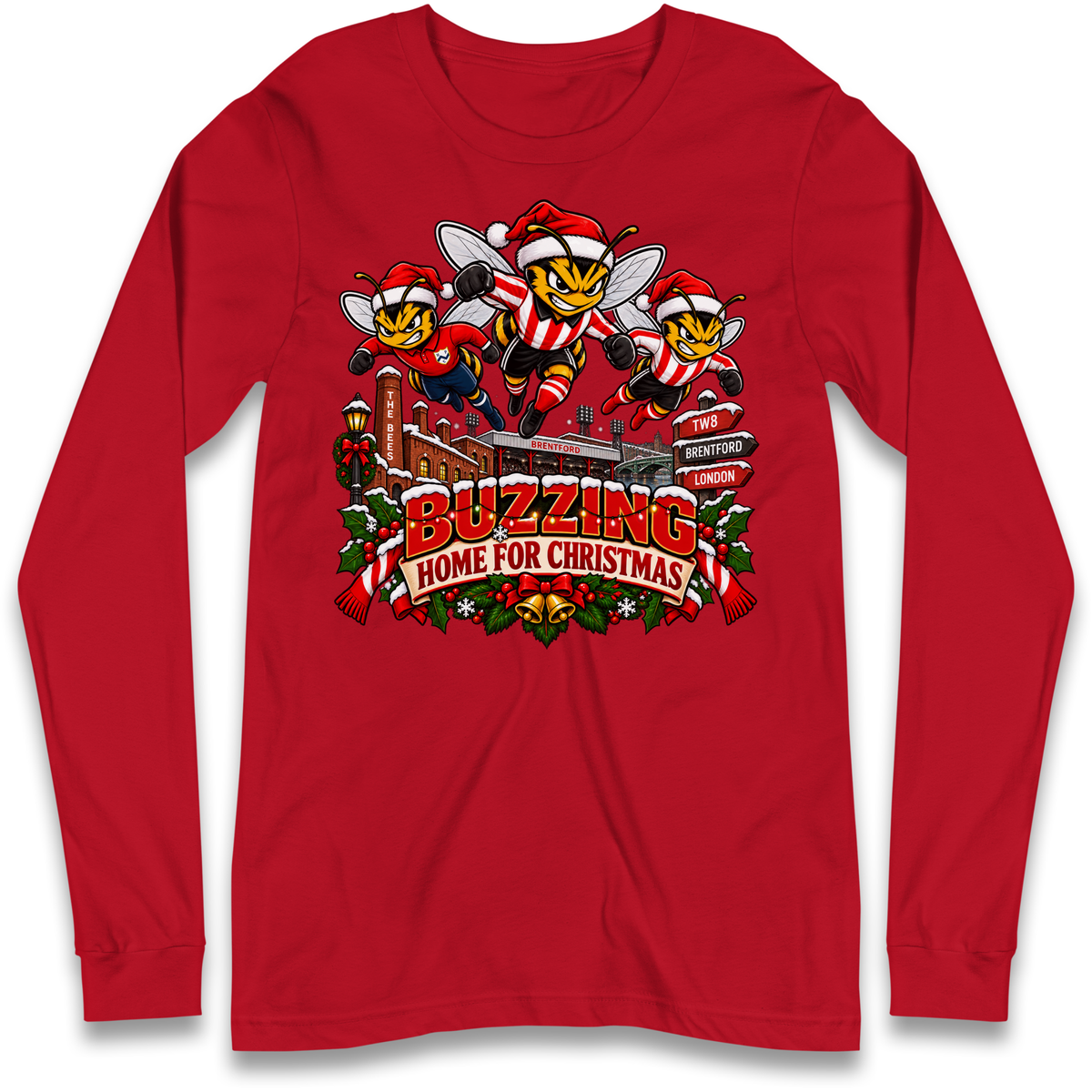 Brentford Football Christmas Long Sleeve T-Shirt