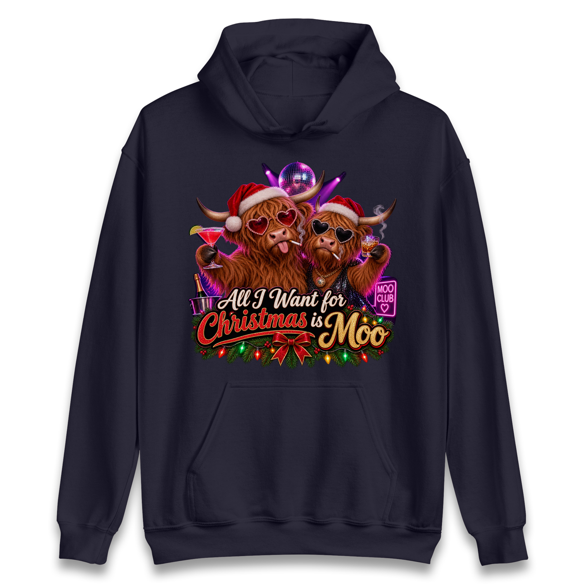 All I Want for Christmas is Moo Adult Hoodie