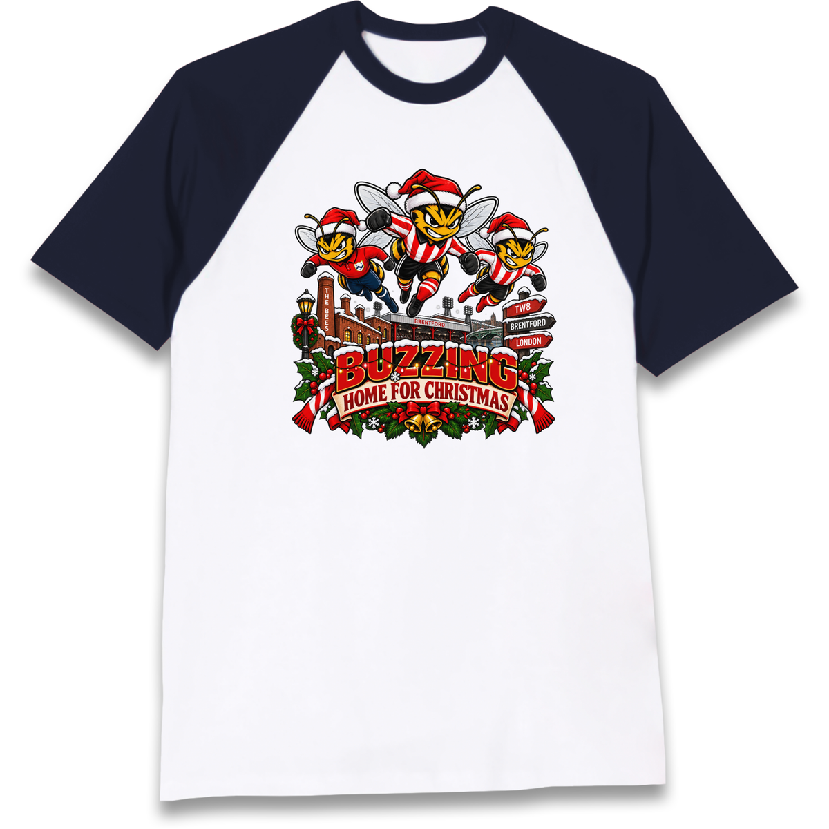 Brentford Football Christmas Raglan T-Shirt