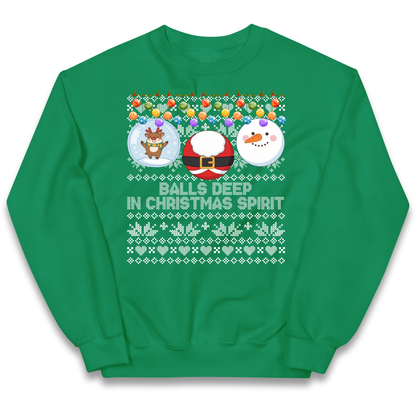 Balls Deep in Christmas Spirit Christmas Jumper Kids Jumper