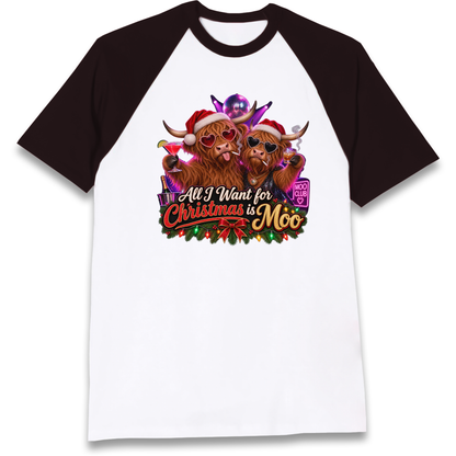 Highland Cow Christmas Moo Raglan T-Shirt