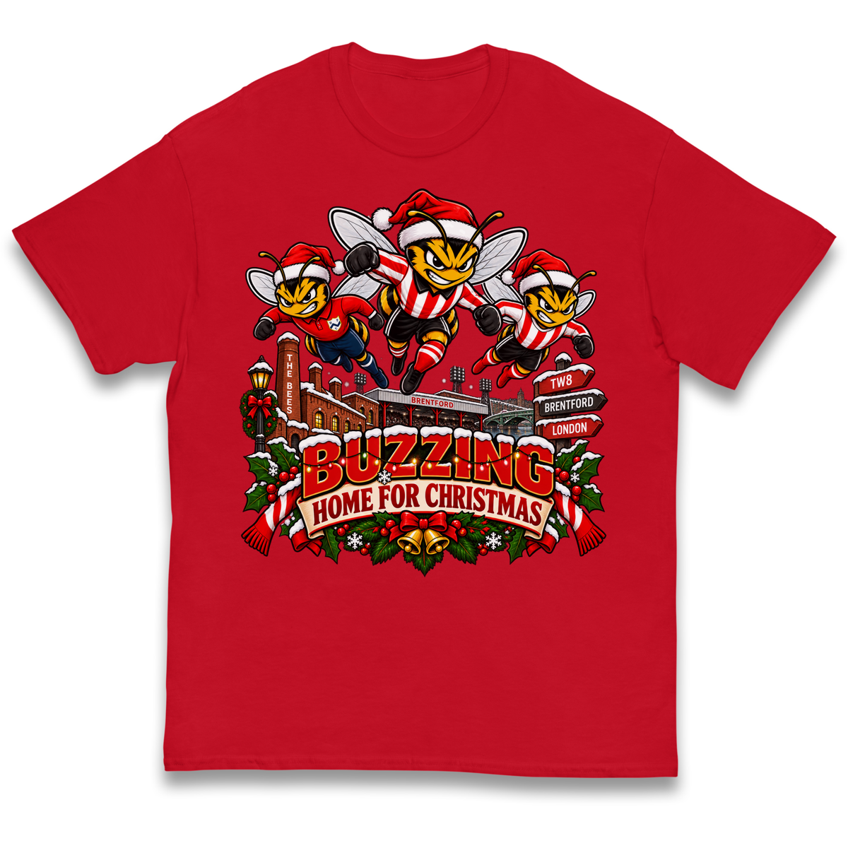 Brentford Football Christmas Kids T-Shirt
