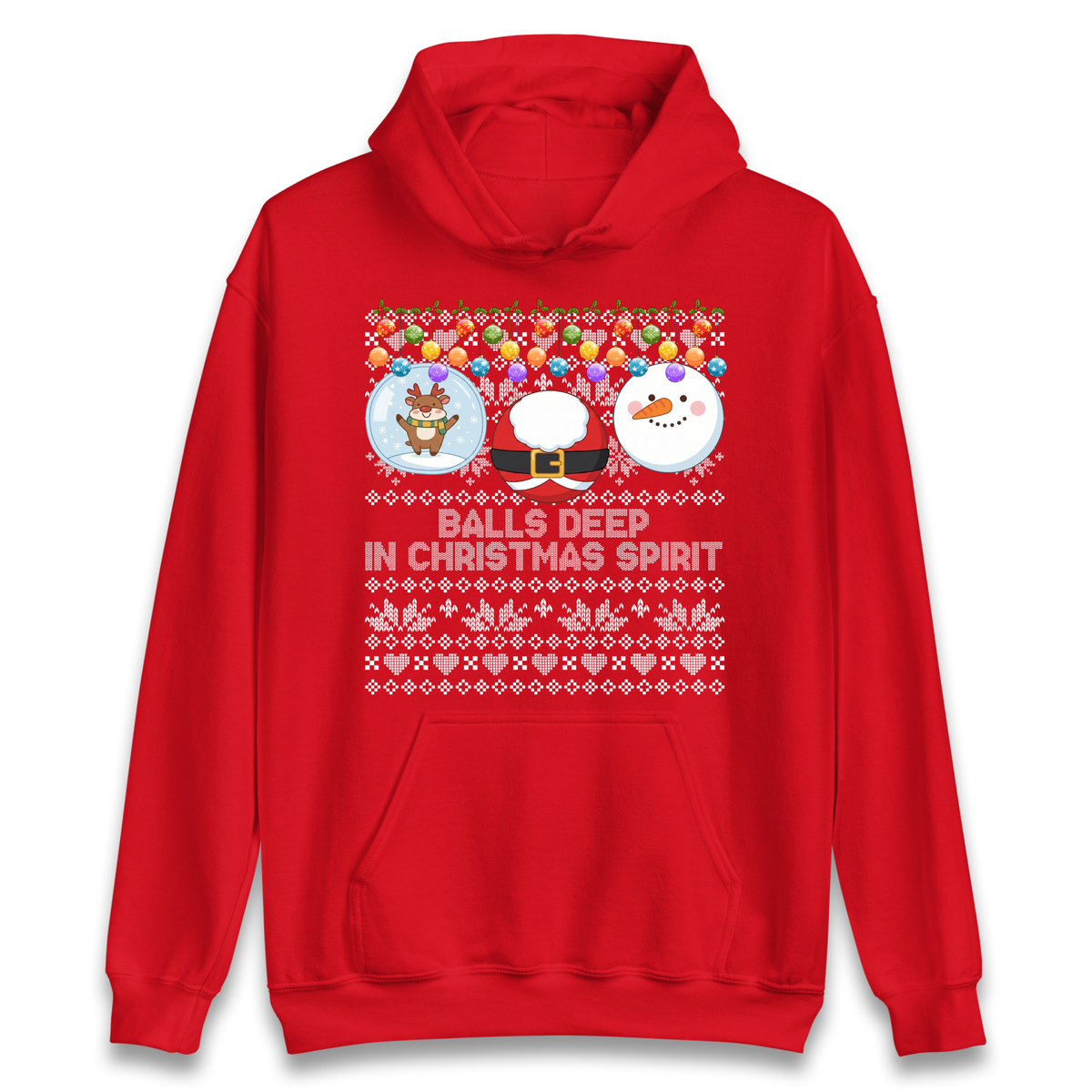 Balls Deep in Christmas Spirit Christmas Jumper Hoodie