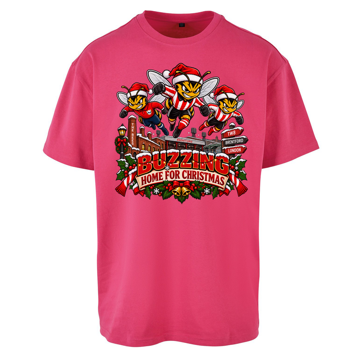 Brentford Football Christmas Oversized T-Shirt