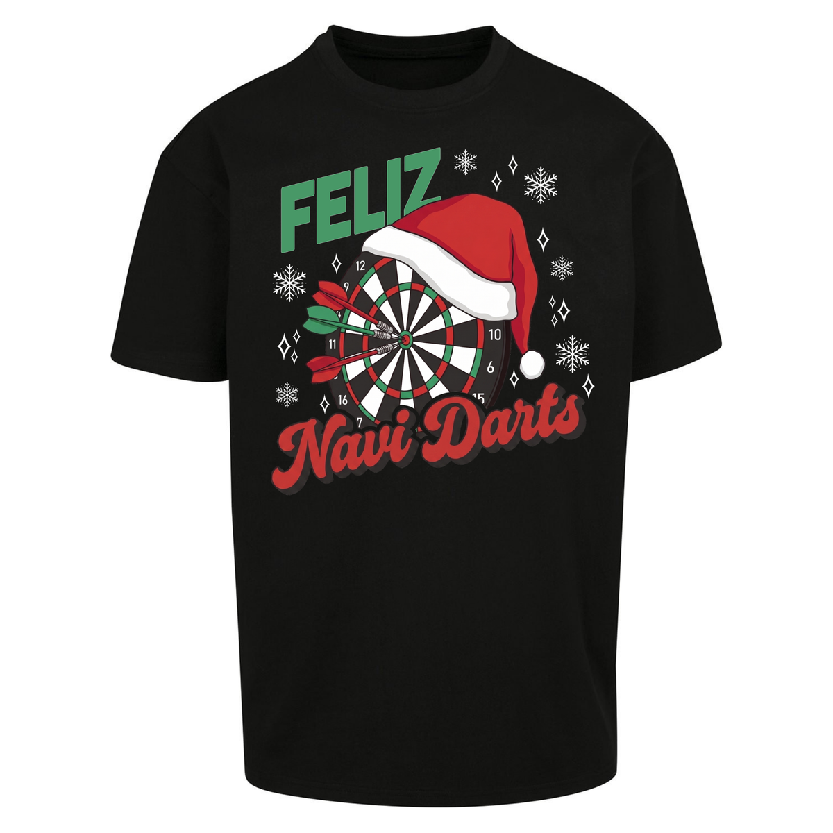 Feliz Navidarts Oversized T-Shirt - Festive Darts Gift