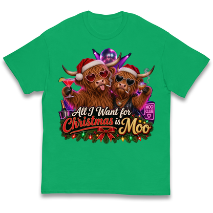 Highland Cow Christmas Moo Kids T-Shirt