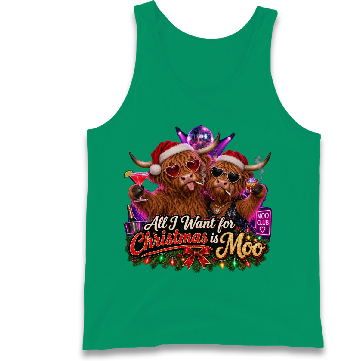 All I Want for Christmas is Moo Highland Cow Tank Top