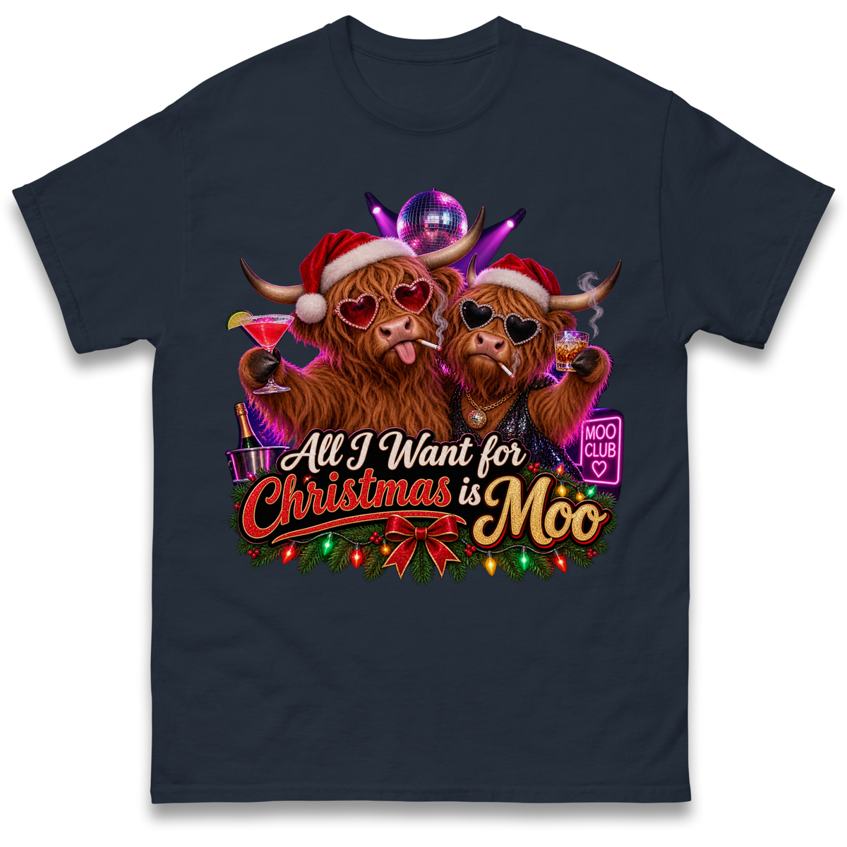 All I Want for Christmas is Moo Highland Cow T-Shirt