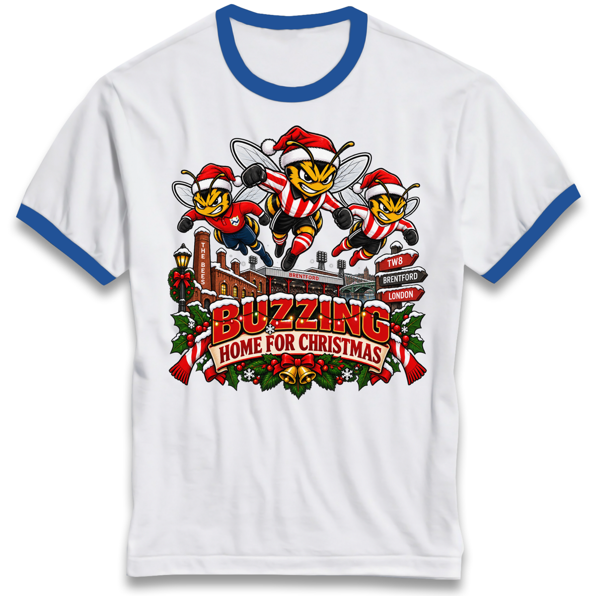 Brentford Football Christmas Ringer T-Shirt