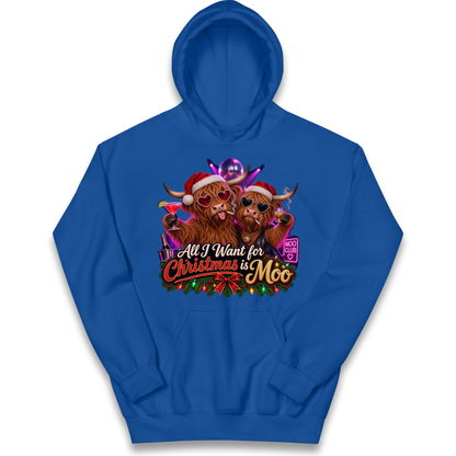 Highland Cow Christmas Moo Kids Hoodie