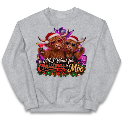 Highland Cow Christmas Moo Kids Jumper
