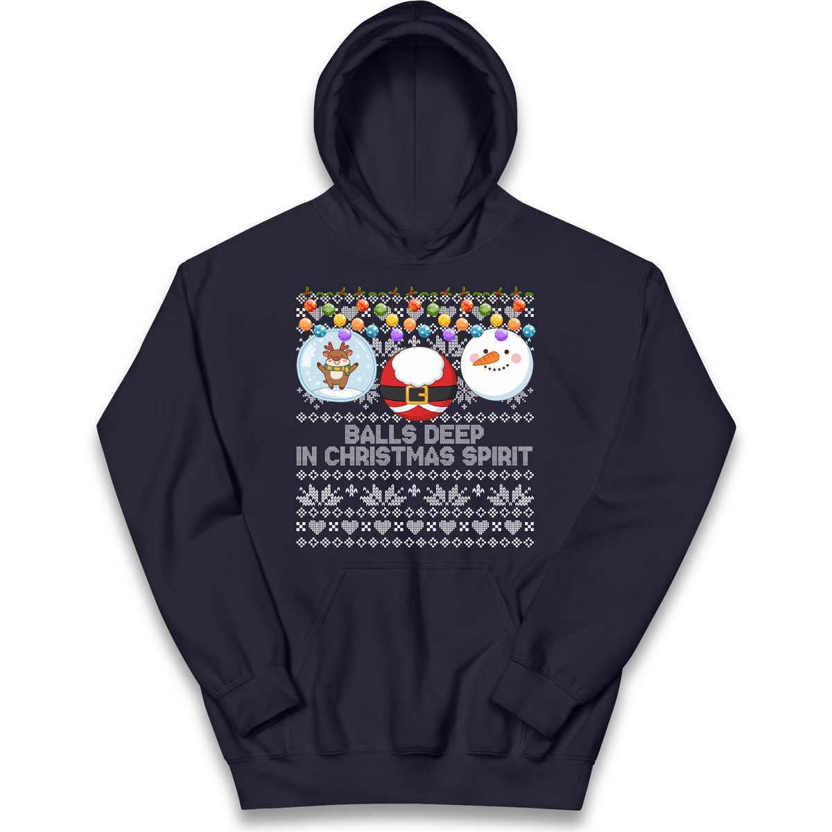 Balls Deep in Christmas Spirit Christmas Jumper Kids Hoodie
