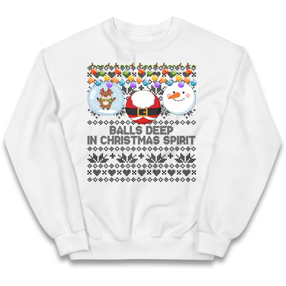 Balls Deep in Christmas Spirit Christmas Jumper Kids Jumper