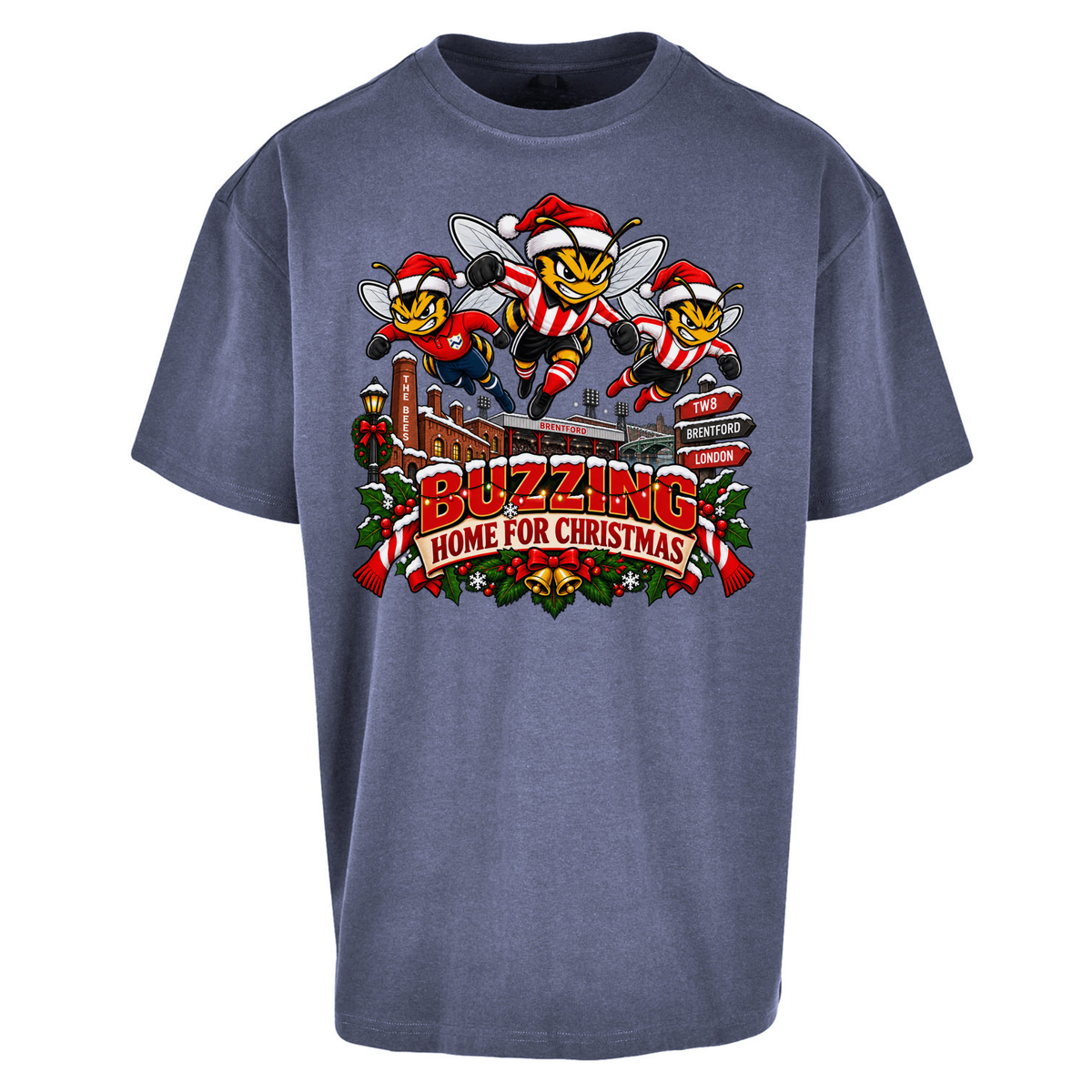 Brentford Football Christmas Oversized T-Shirt