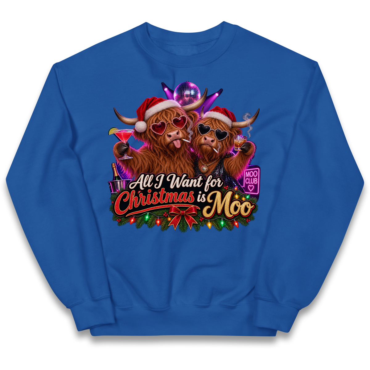 Highland Cow Christmas Moo Kids Jumper