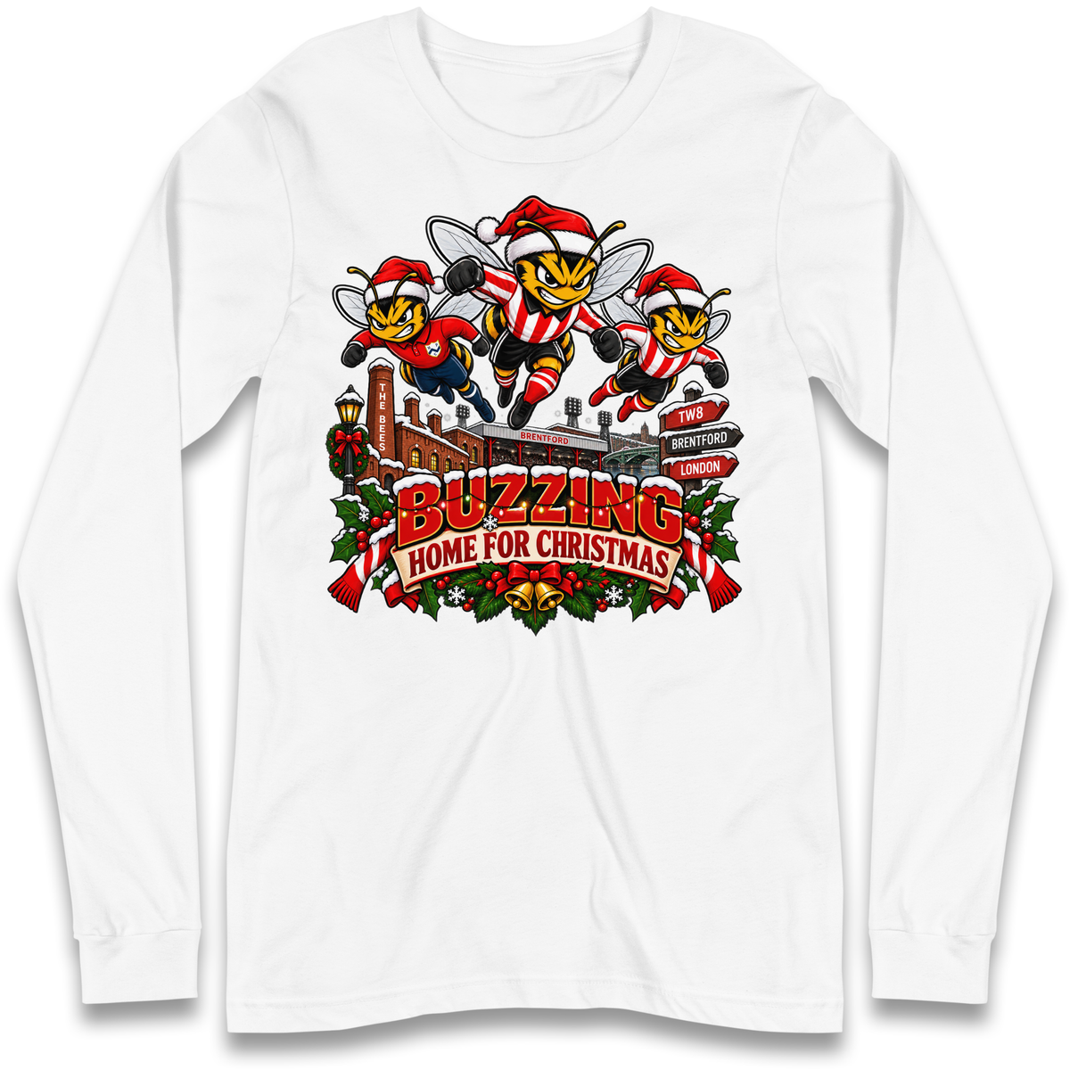 Brentford Football Christmas Long Sleeve T-Shirt