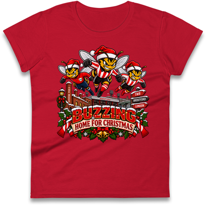 Brentford Football Christmas Ladies T-Shirt