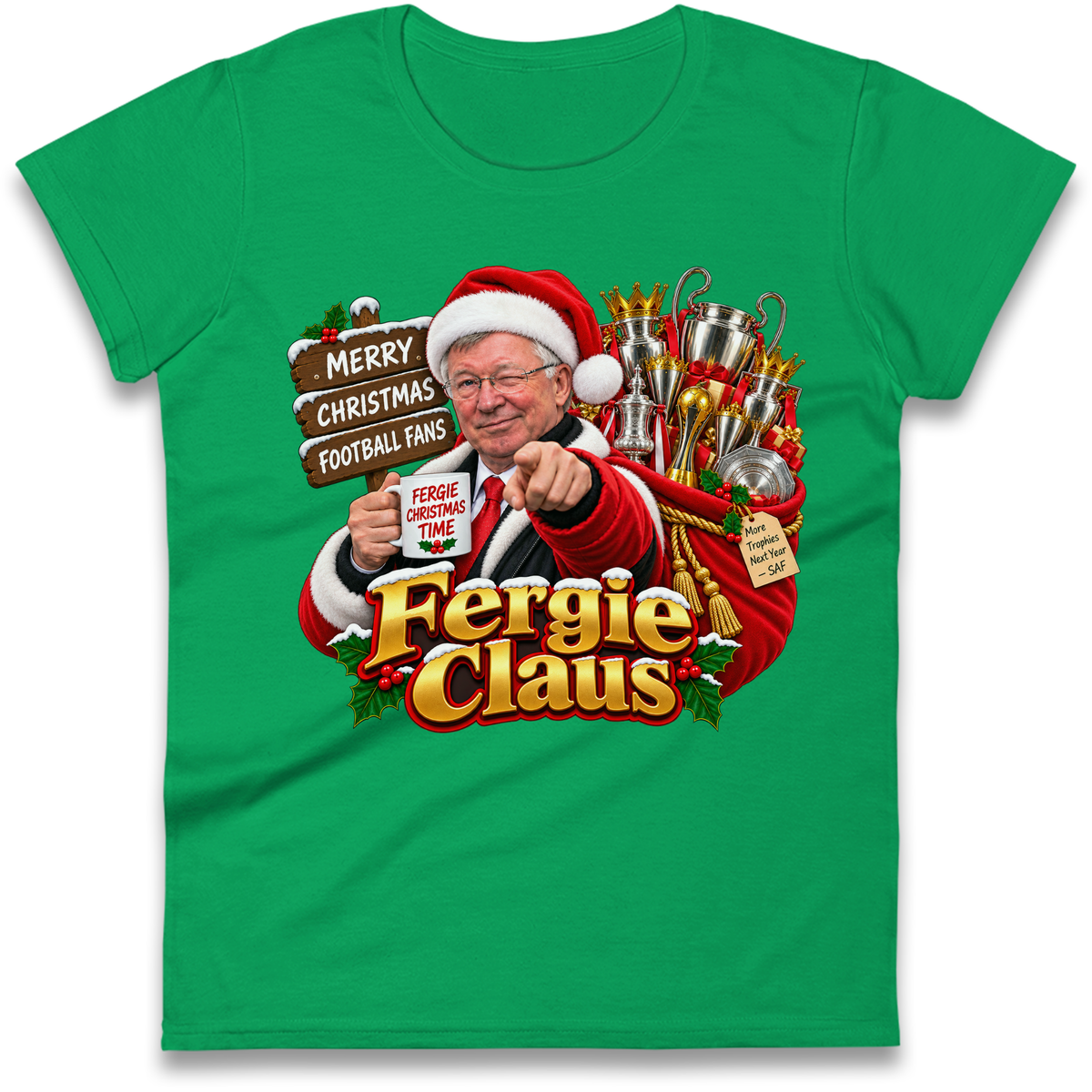 Man United Christmas Ladies T-Shirt