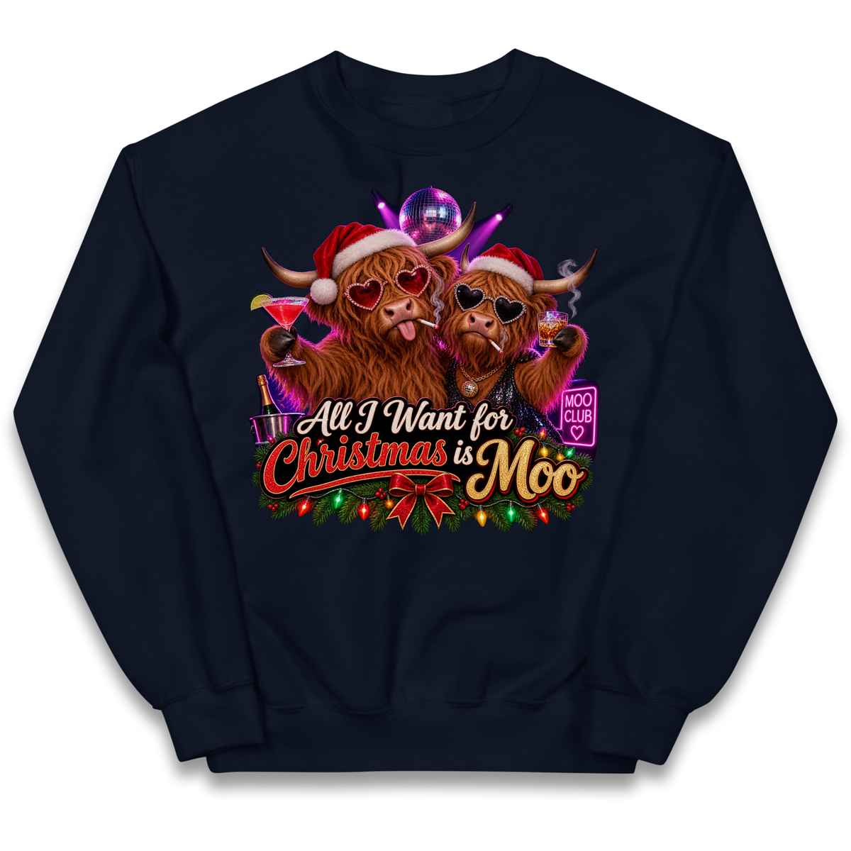 Highland Cow Christmas Moo Kids Jumper