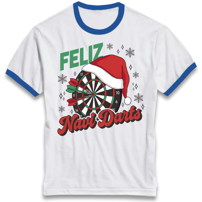 Feliz Navidarts Ringer T-Shirt - Christmas Darts Design