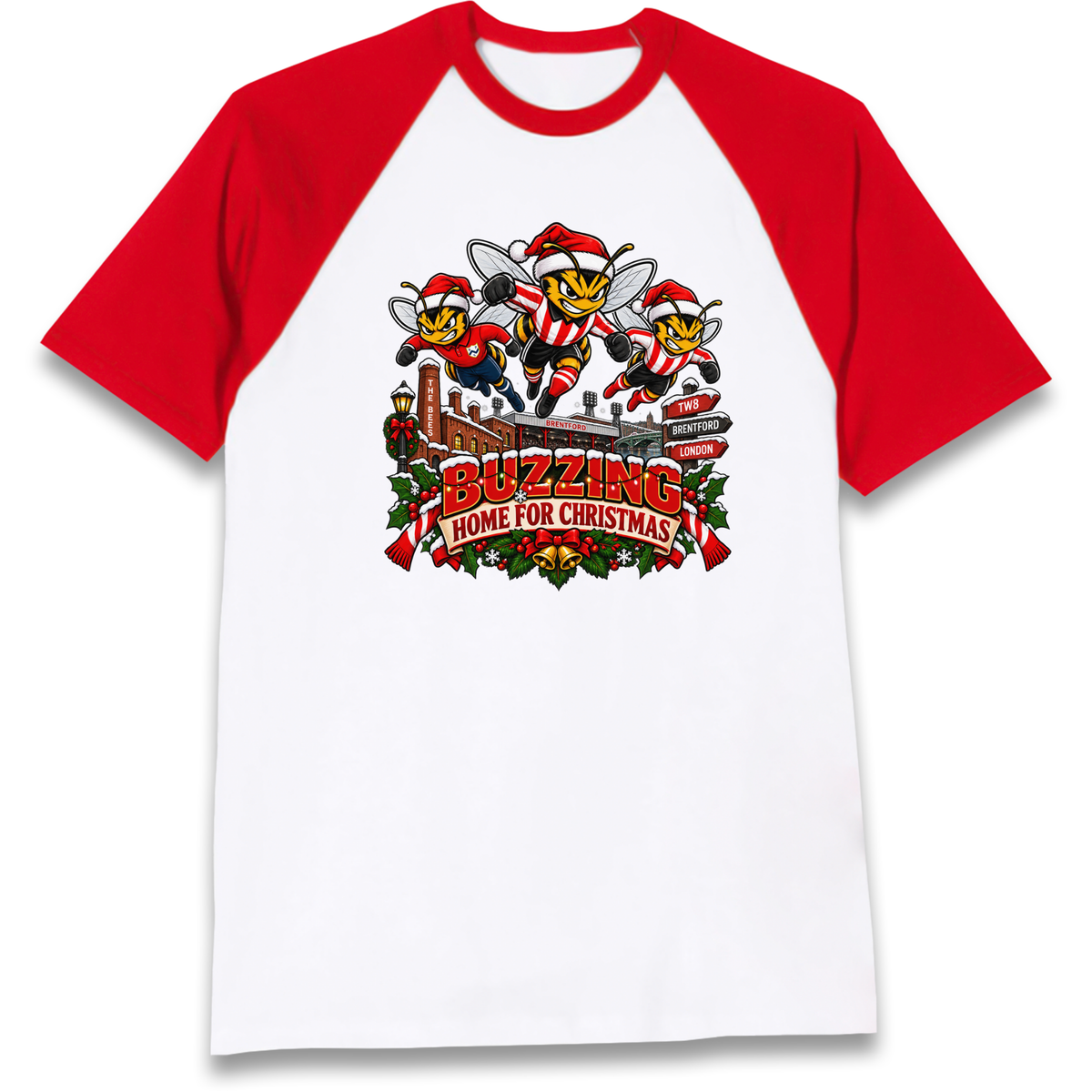 Brentford Football Christmas Raglan T-Shirt