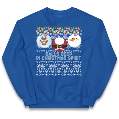 Balls Deep in Christmas Spirit Christmas Jumper Kids Jumper