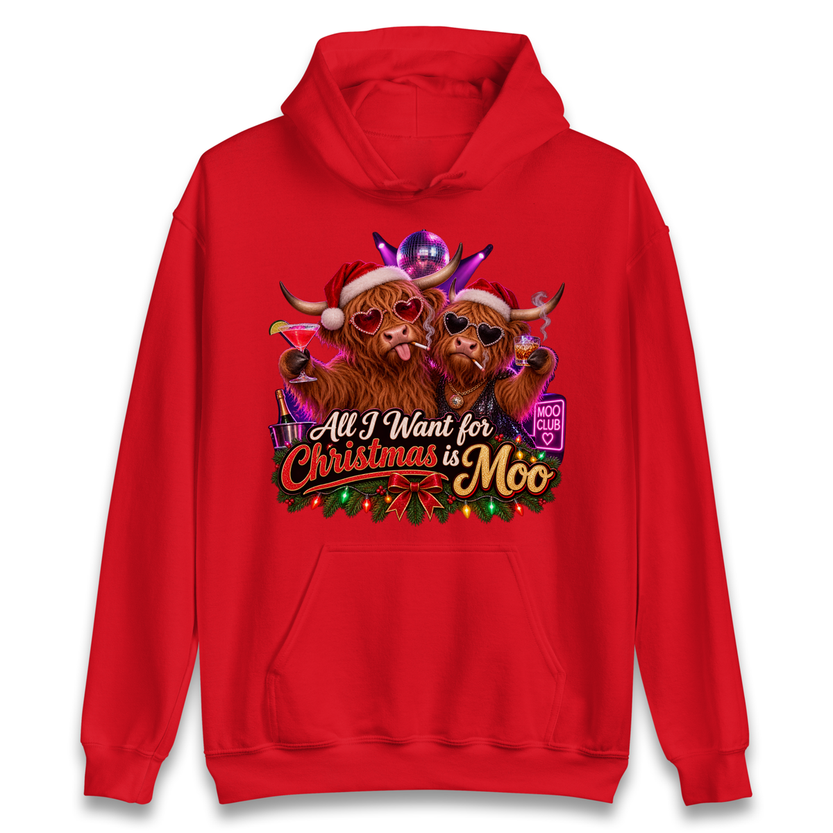 All I Want for Christmas is Moo Adult Hoodie