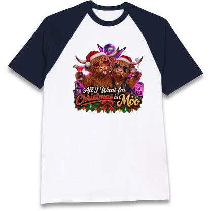 Highland Cow Christmas Moo Raglan T-Shirt