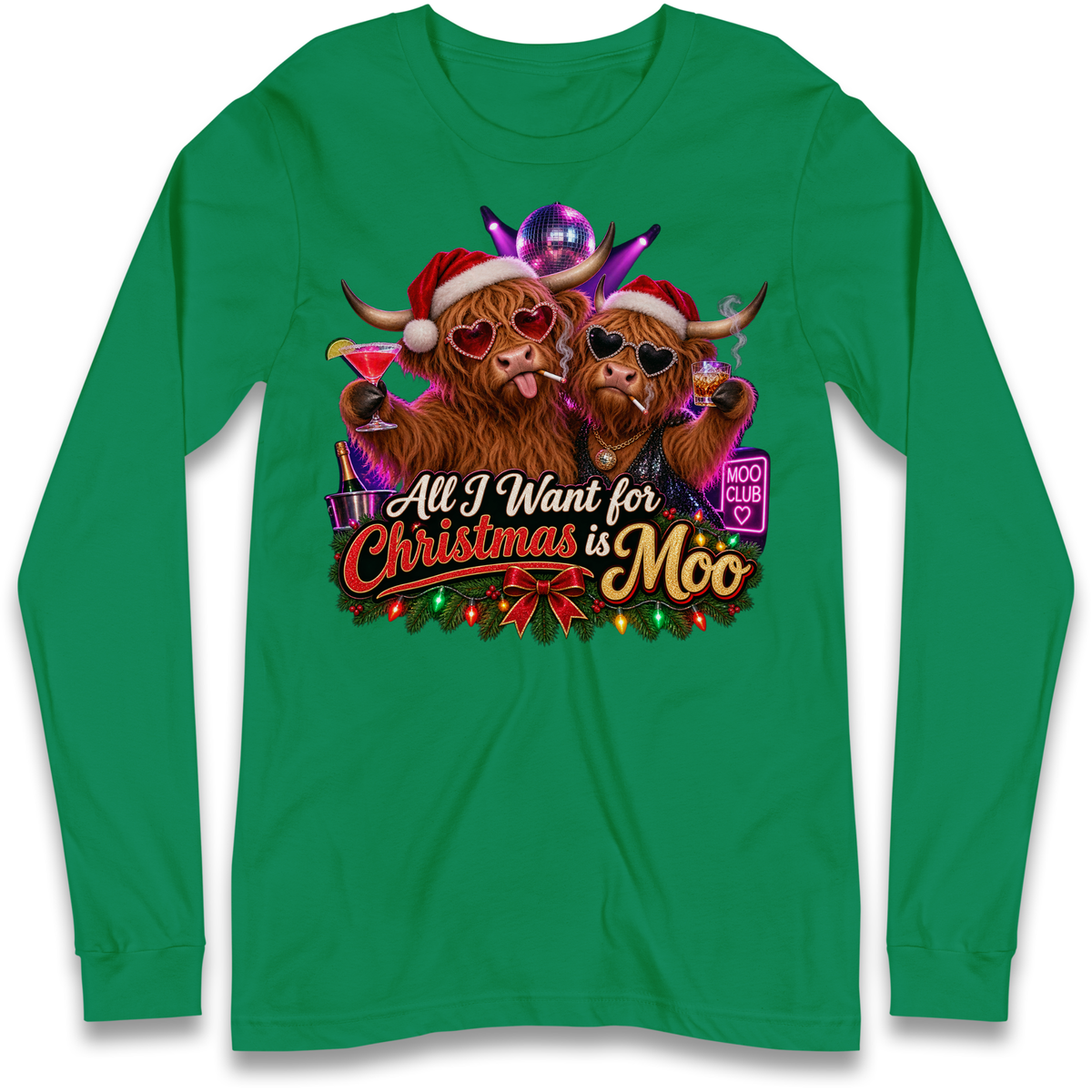 Highland Cow Christmas Long Sleeve T-Shirt