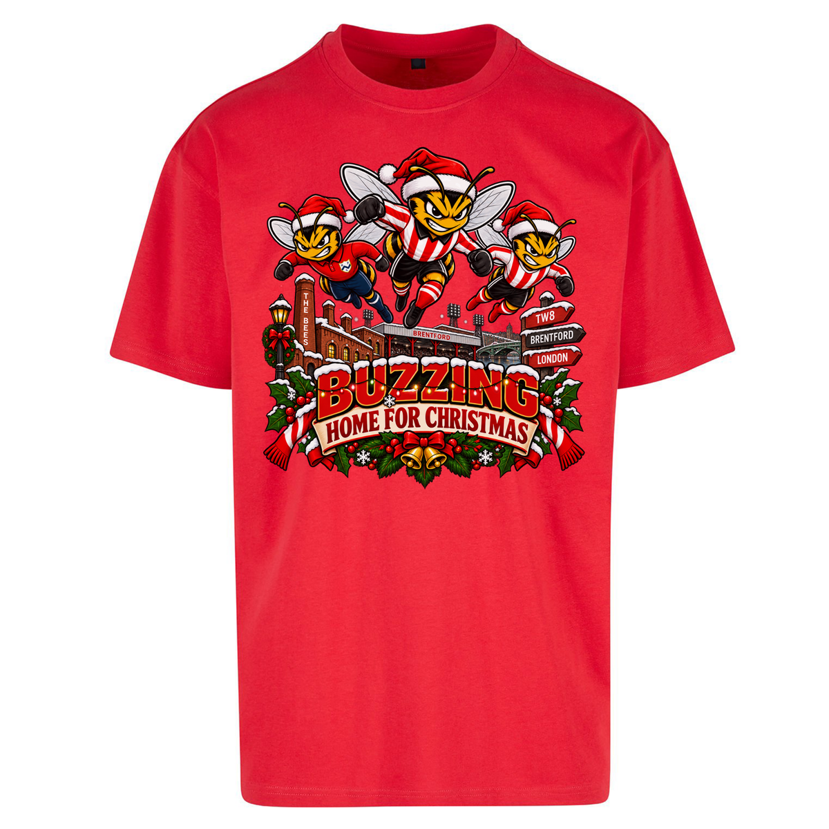 Brentford Football Christmas Oversized T-Shirt