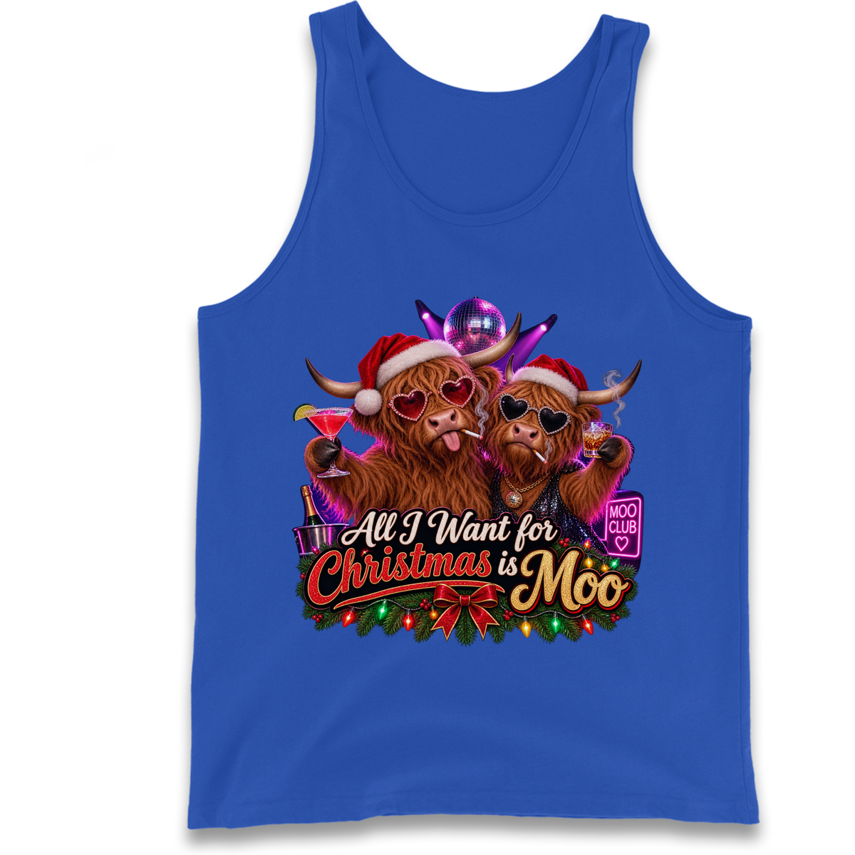 All I Want for Christmas is Moo Highland Cow Tank Top