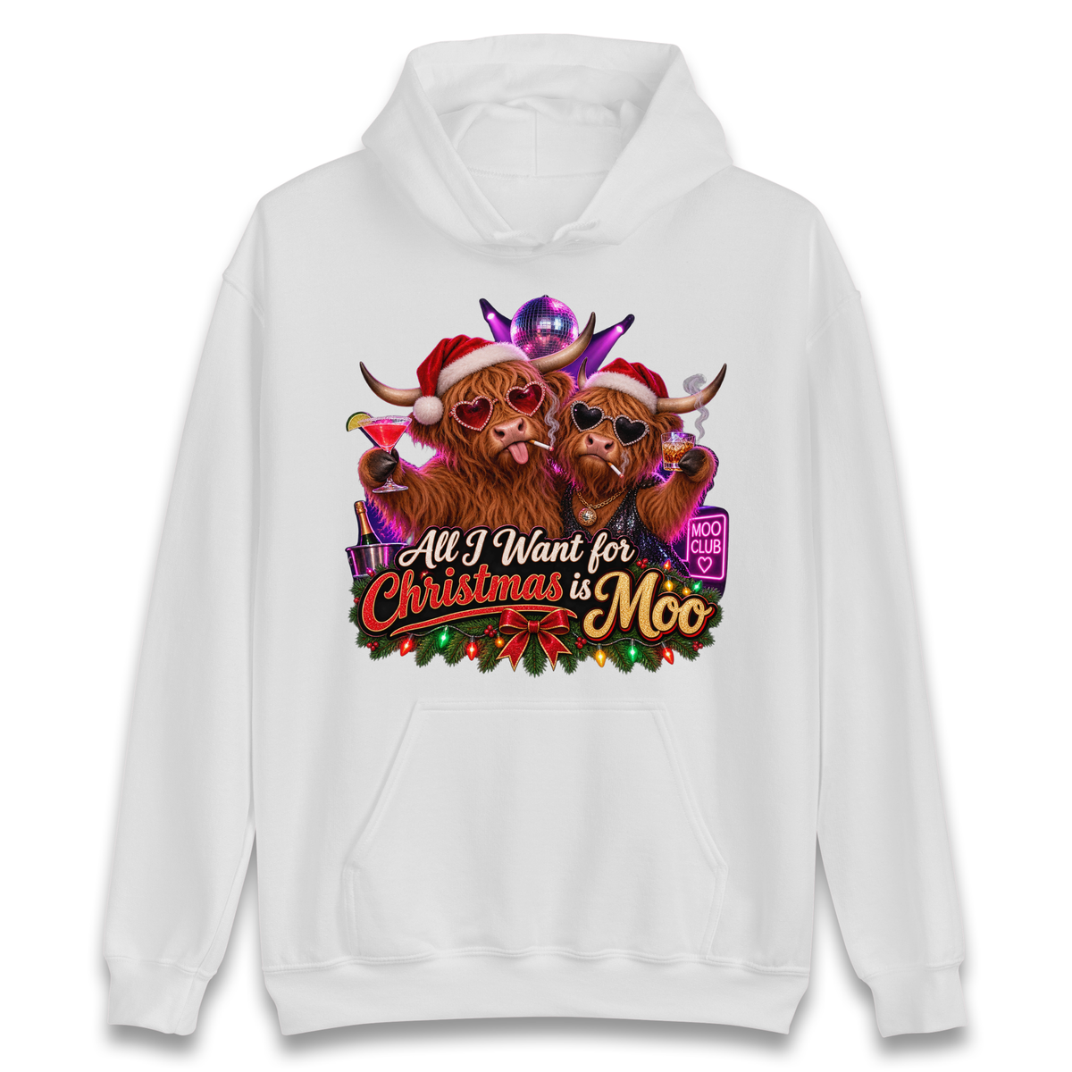 All I Want for Christmas is Moo Adult Hoodie